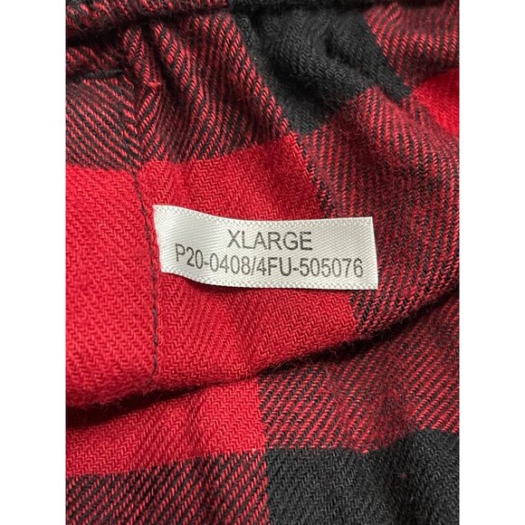 Mens Red and Black Plaid Pajama Pants Size XL Elastic Waist Drawstring - Picture 9 of 9